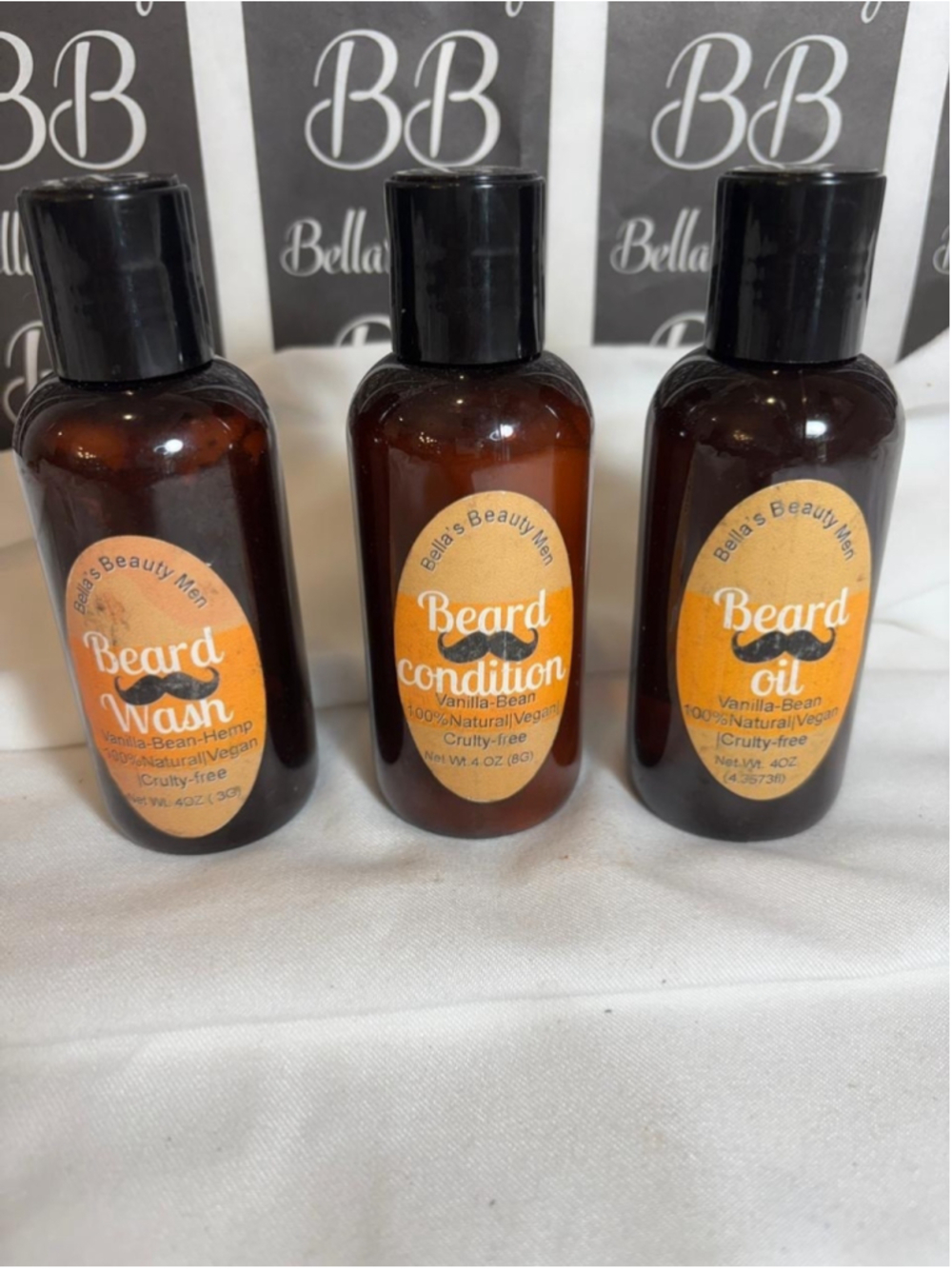 Men's 3pc Beard Care Set Wash Conditioner Oil Vegan Natural #V65P x5
